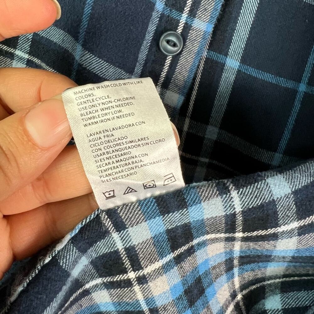 Original Weatherproof Flannel Shirt Men's Size Medium Blue Plaid Button Down - Picture 4 of 10